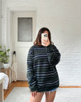 The Navy & Green Striped Sweater (M)