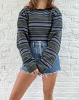 The Navy & Green Striped Sweater (M)