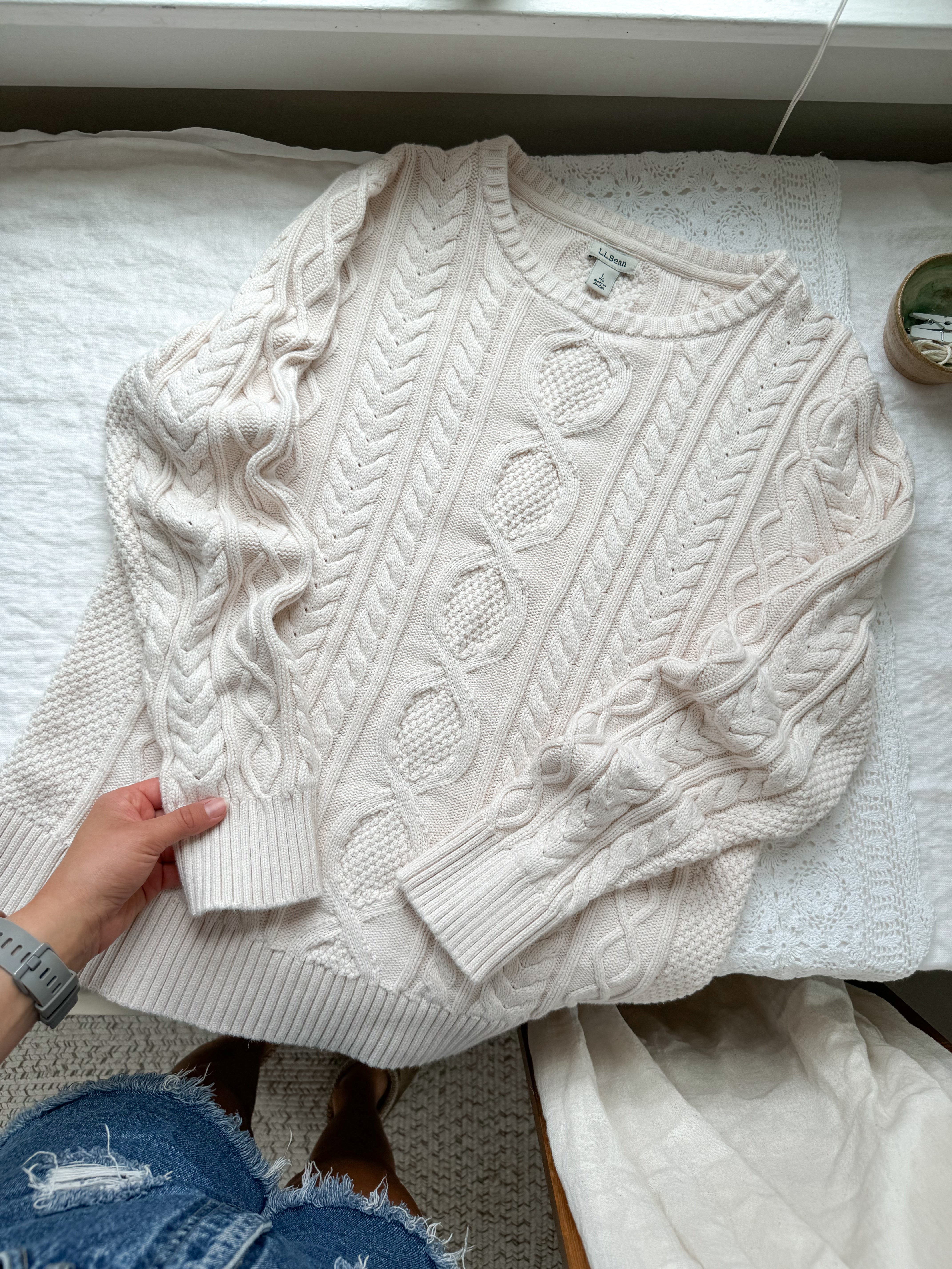 The Cream Cable Knit Sweater (M)