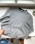 The Grey Collared Crewneck (L)