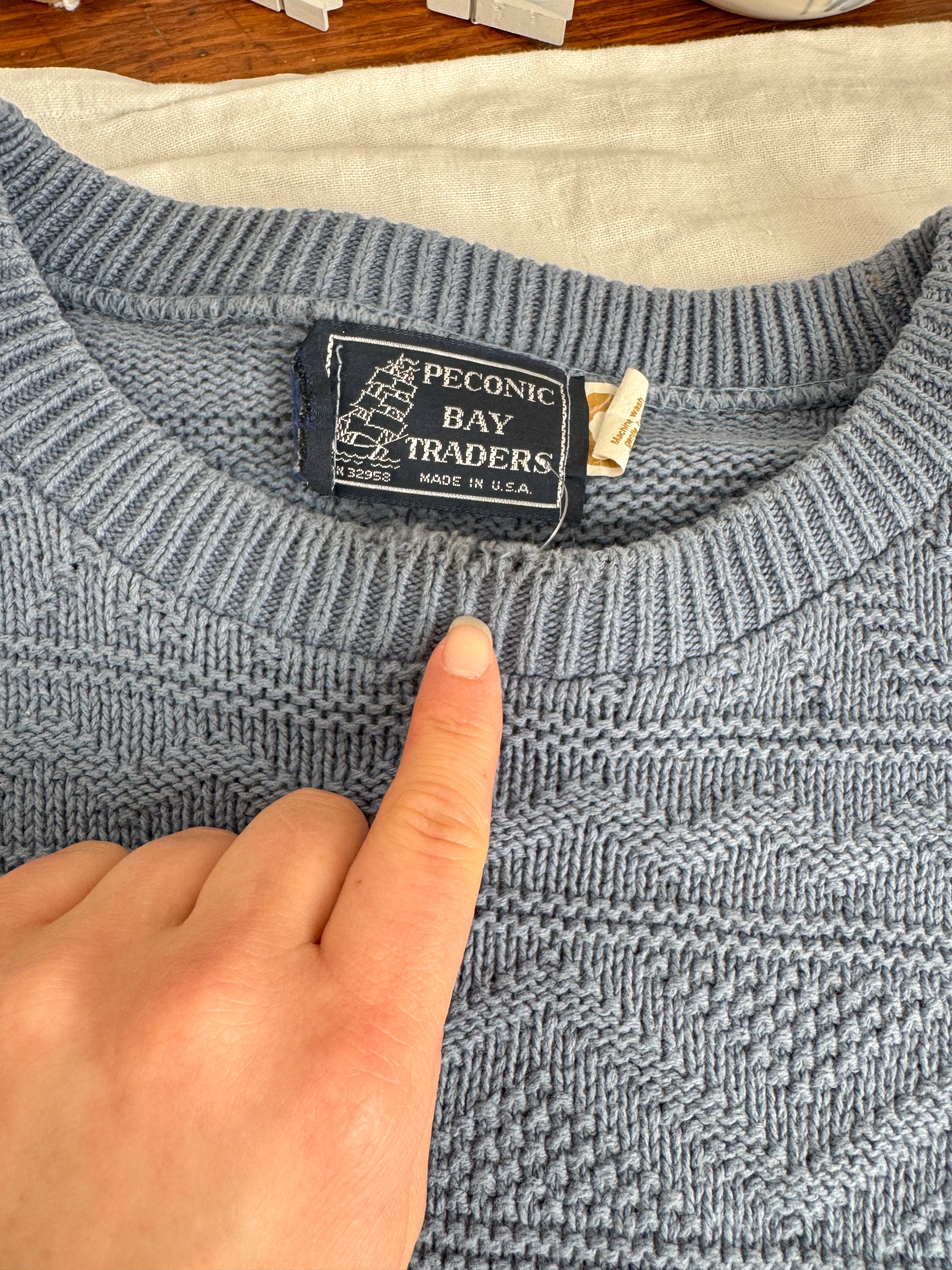 The Stone Blue Textured Sweater (L)