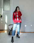 The Red, Black & White Sweater (L)