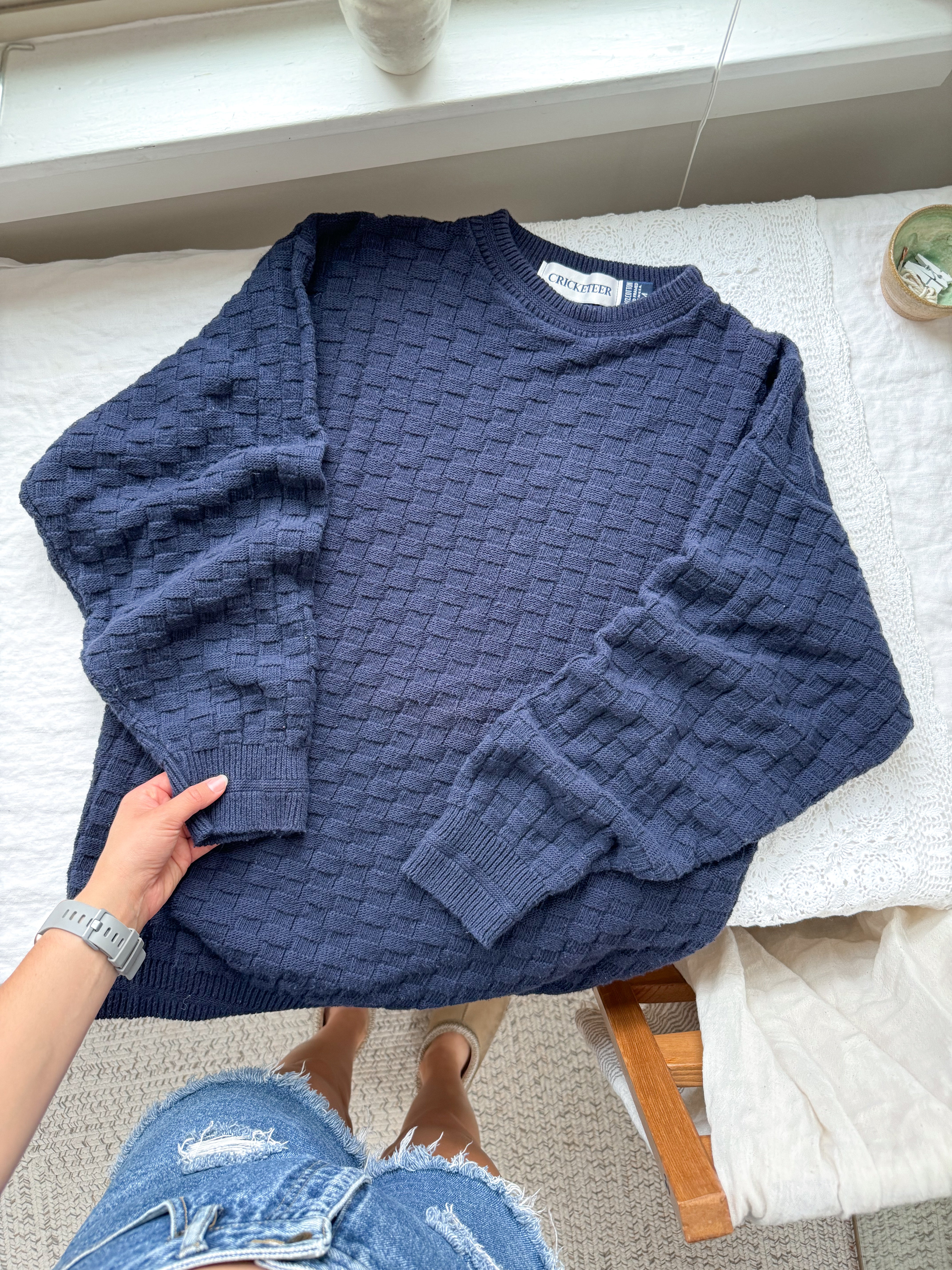 The Navy Basket Weave Sweater (M)