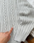 The Grey Cable Knit Mock Neck (L)