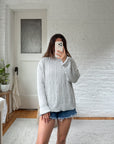 The Grey Cable Knit Mock Neck (L)