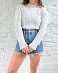 The Grey Cable Knit Mock Neck (L)