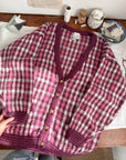 The Pink & Purple Gingham Cardigan (1x)