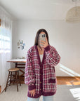 The Pink & Purple Gingham Cardigan (1x)
