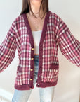 The Pink & Purple Gingham Cardigan (1x)