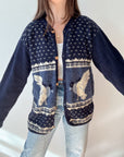 The Navy Bird Cardigan (L)
