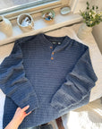 The Navy Textured Henley Sweater (XL)