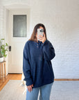 The Navy Textured Henley Sweater (XL)