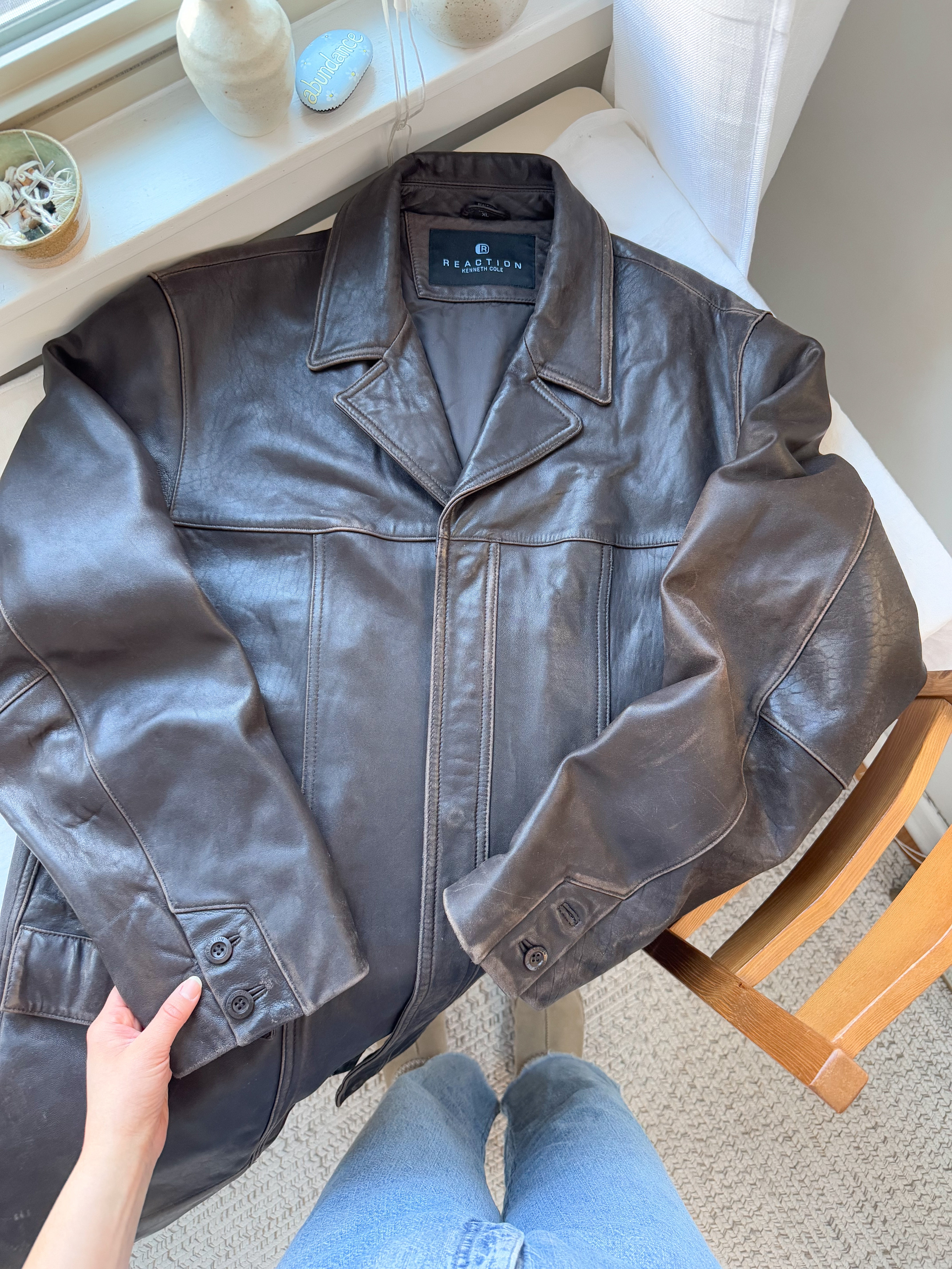 The Chocolate Brown Leather Jacket (XL)