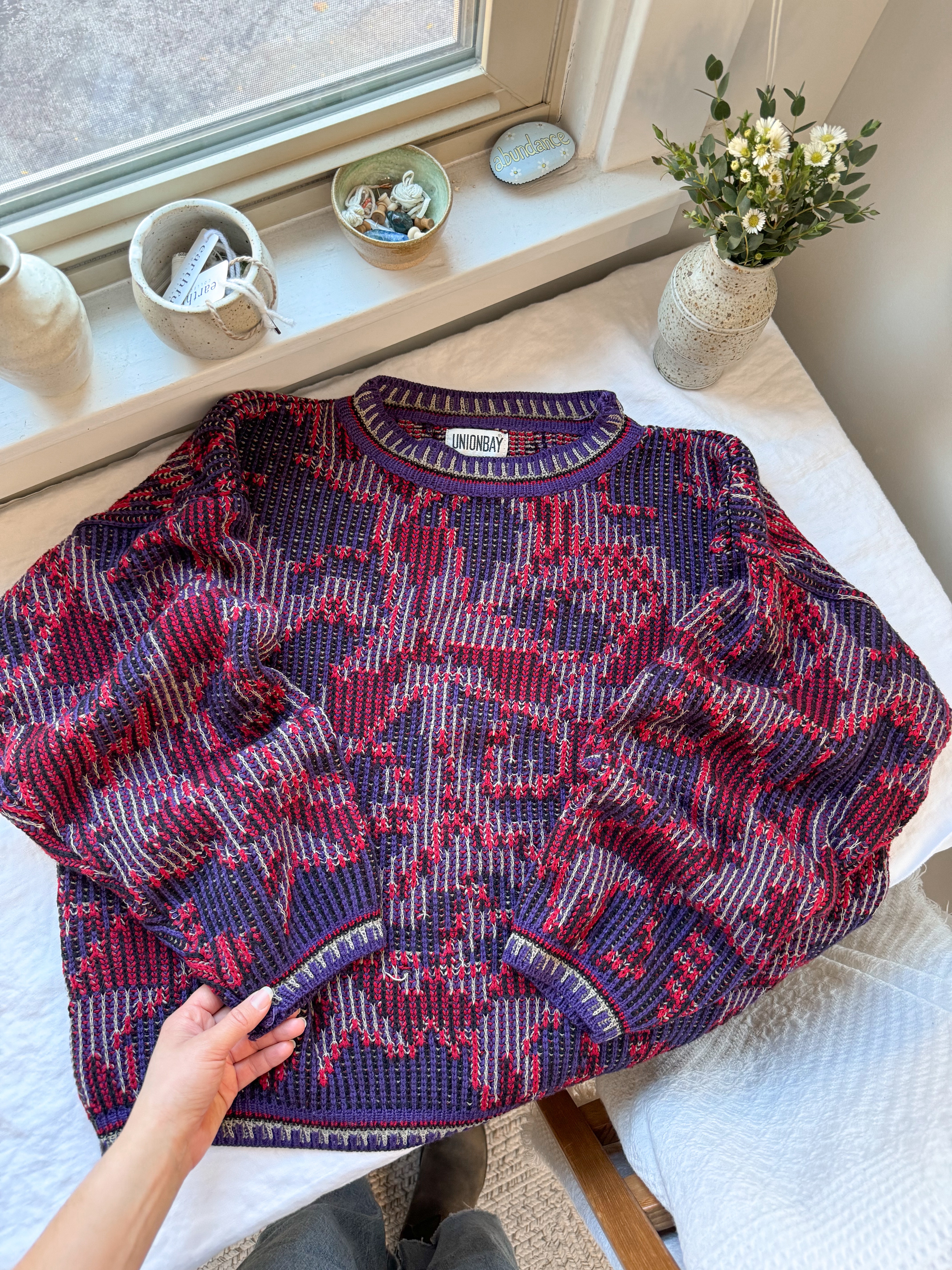 The Purple &amp; Red Abstract Sweater (L)