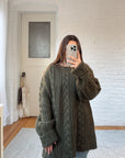 The Chunky Green Cable Knit Sweater (XL)