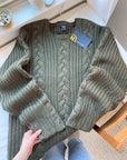 The Chunky Green Cable Knit Sweater (XL)