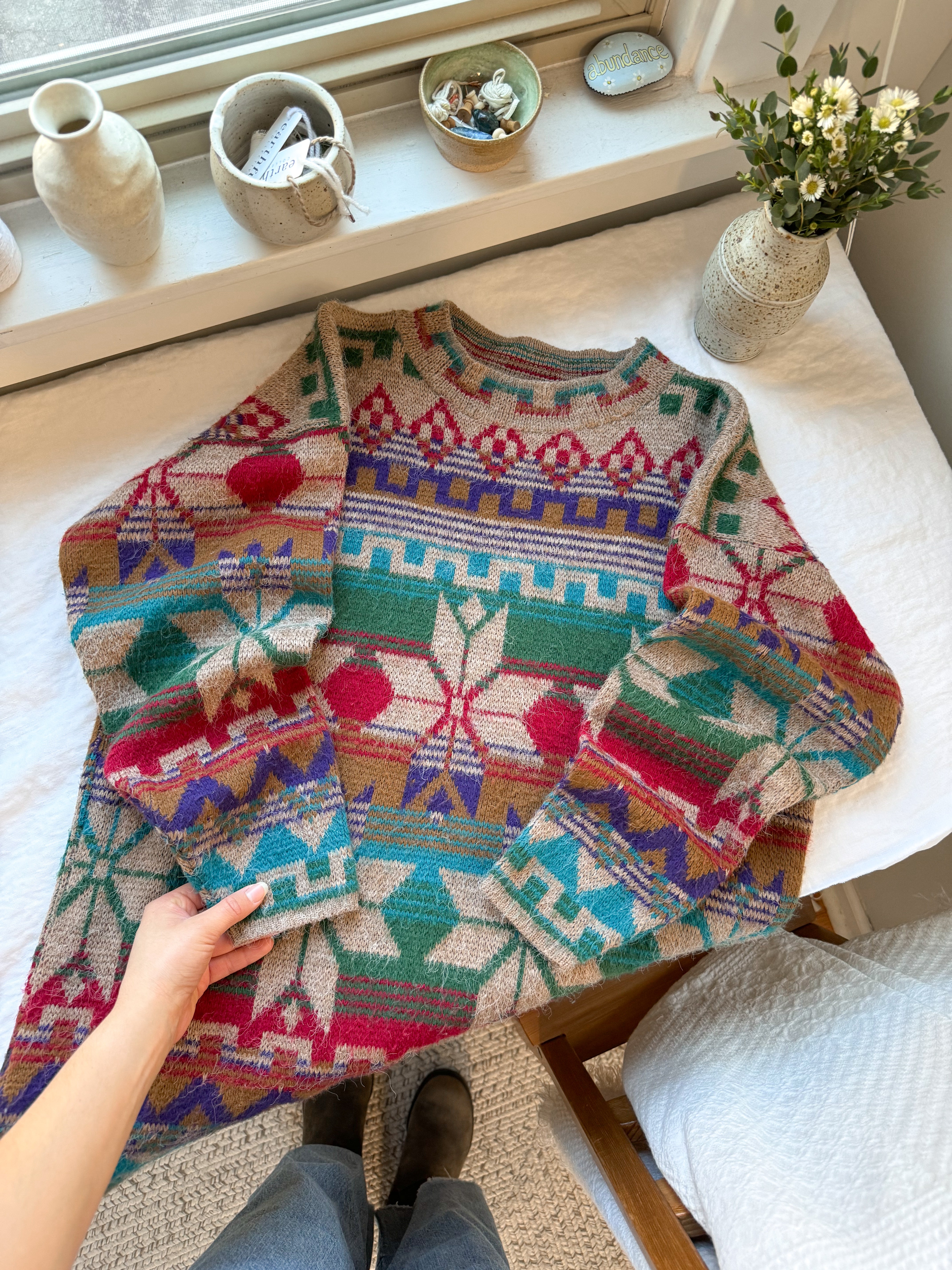 The Color Splash Fair Isle Sweater (L)