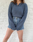 The Blueberry Henley Sweater (XL)