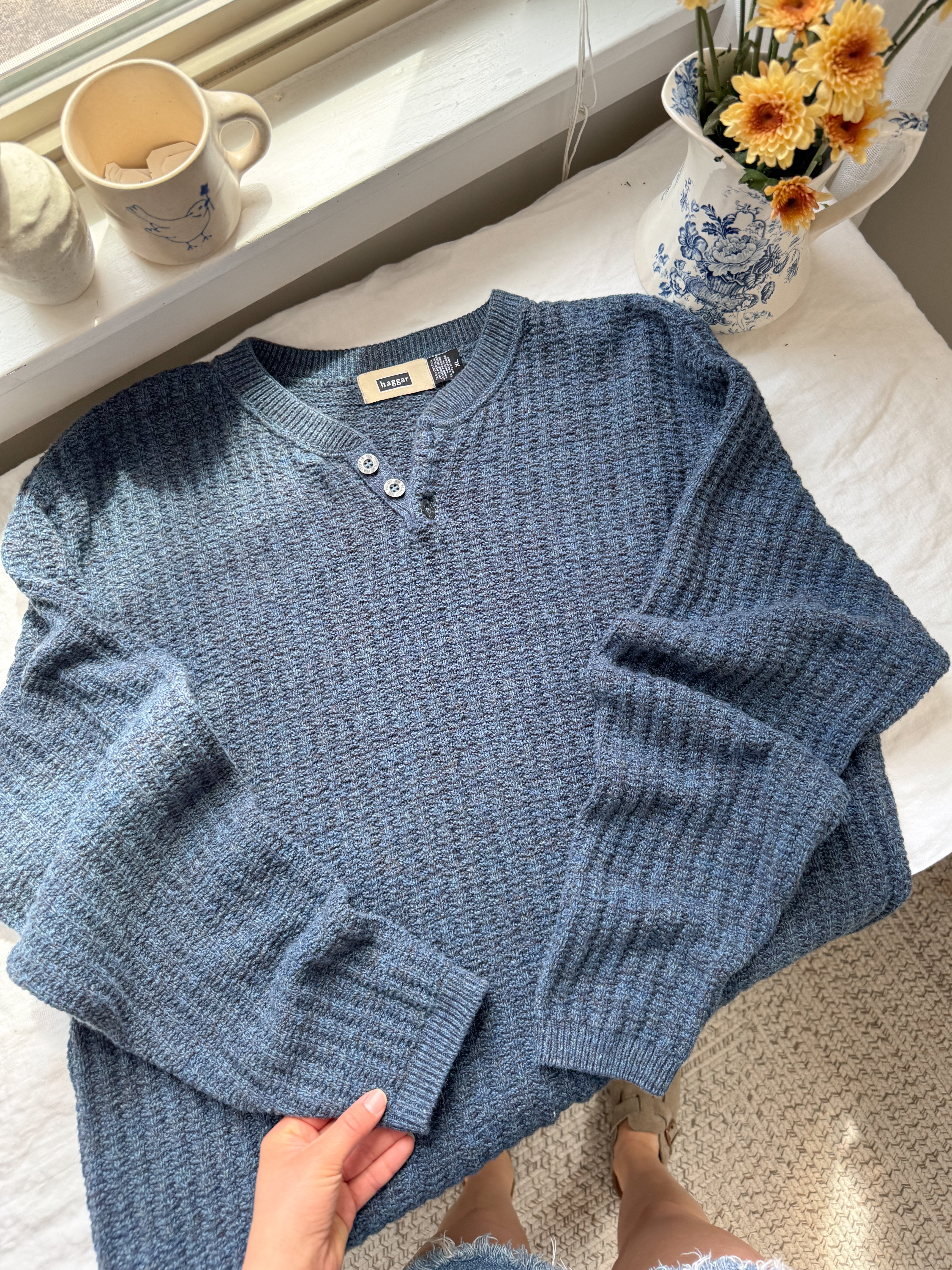The Blueberry Henley Sweater (XL)
