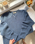 The Blueberry Henley Sweater (XL)