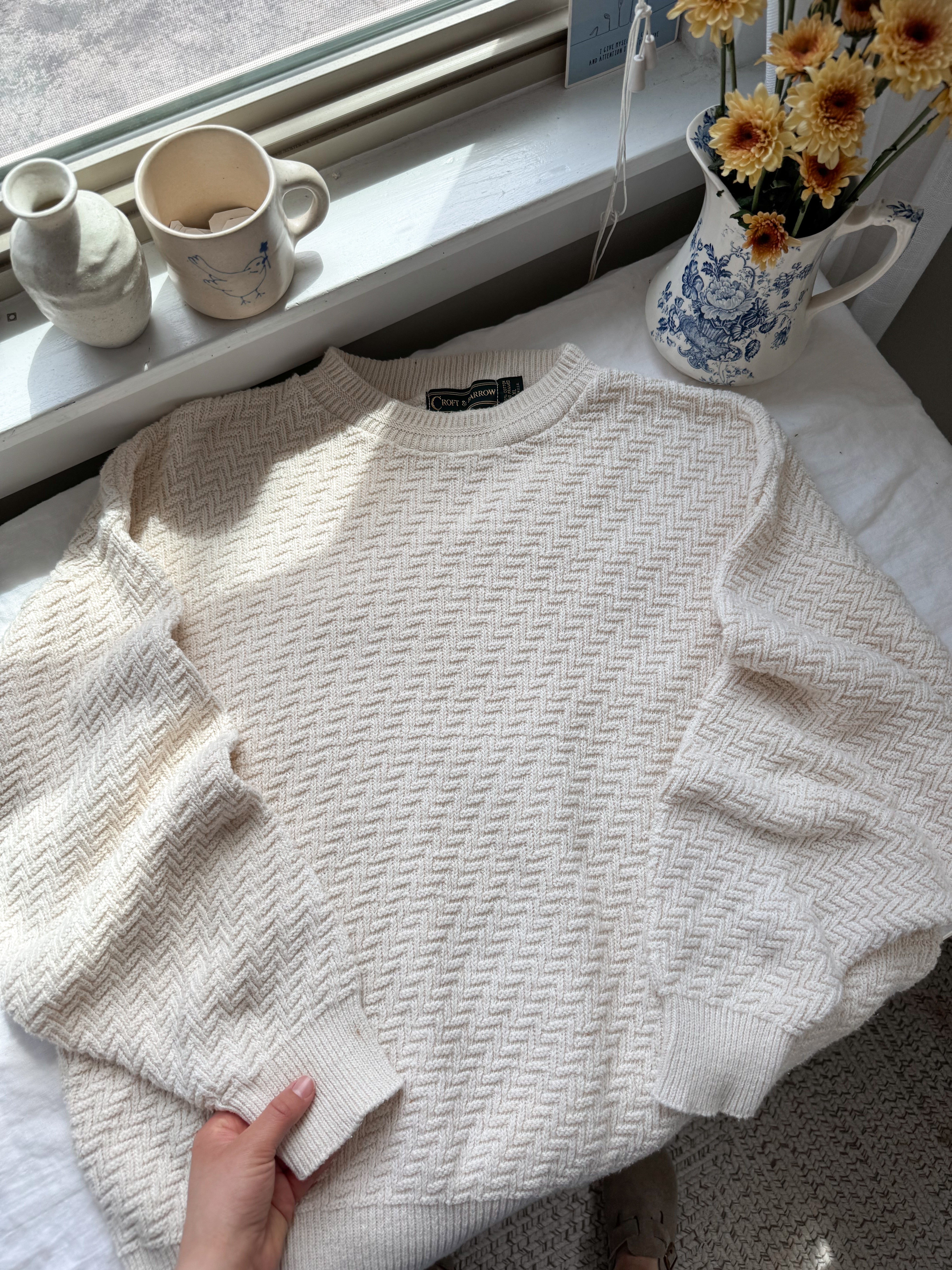 The Cream Chevron Sweater (XL)