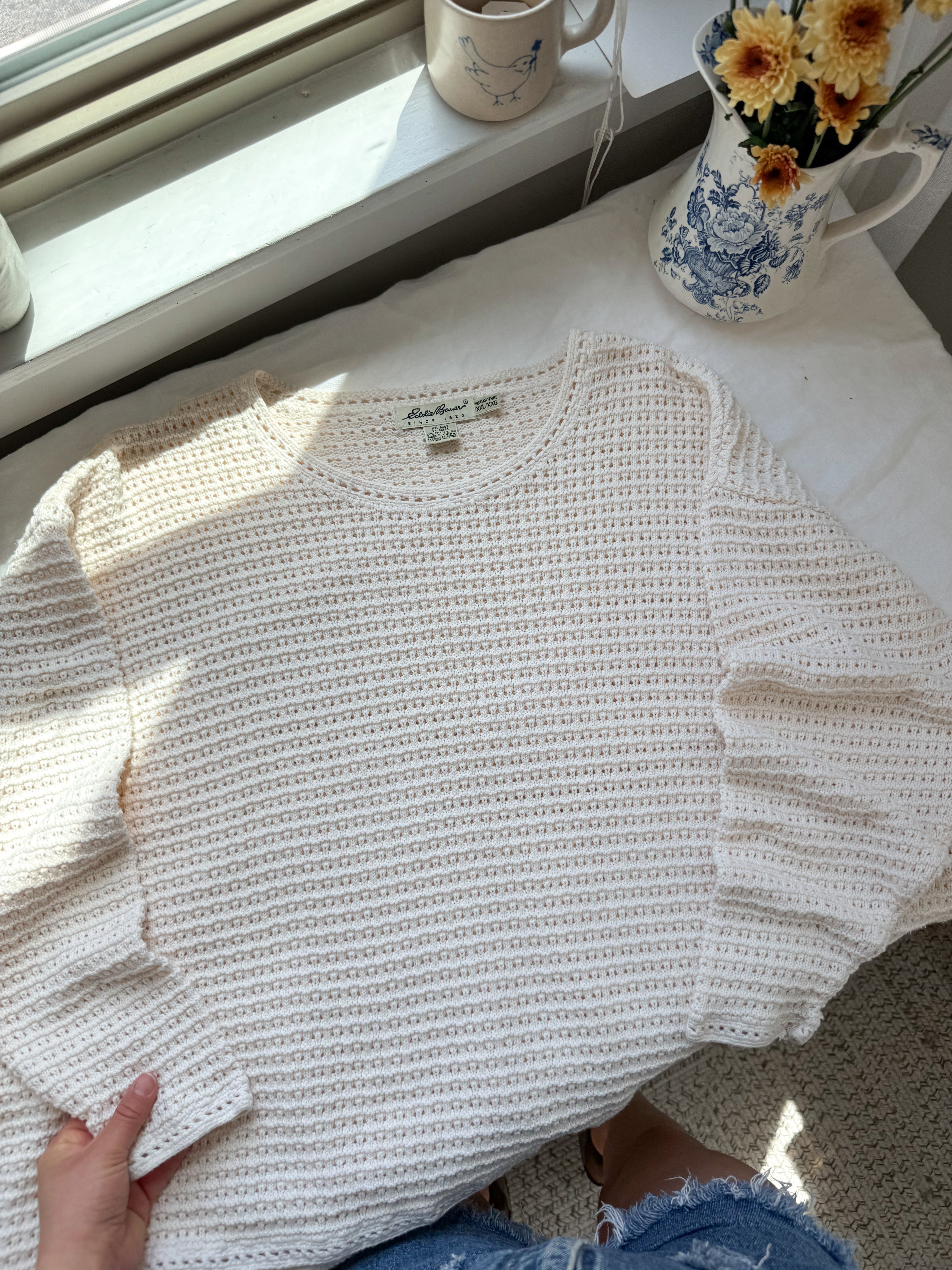 The Cream Crochet Boxy Sweater (XXL)