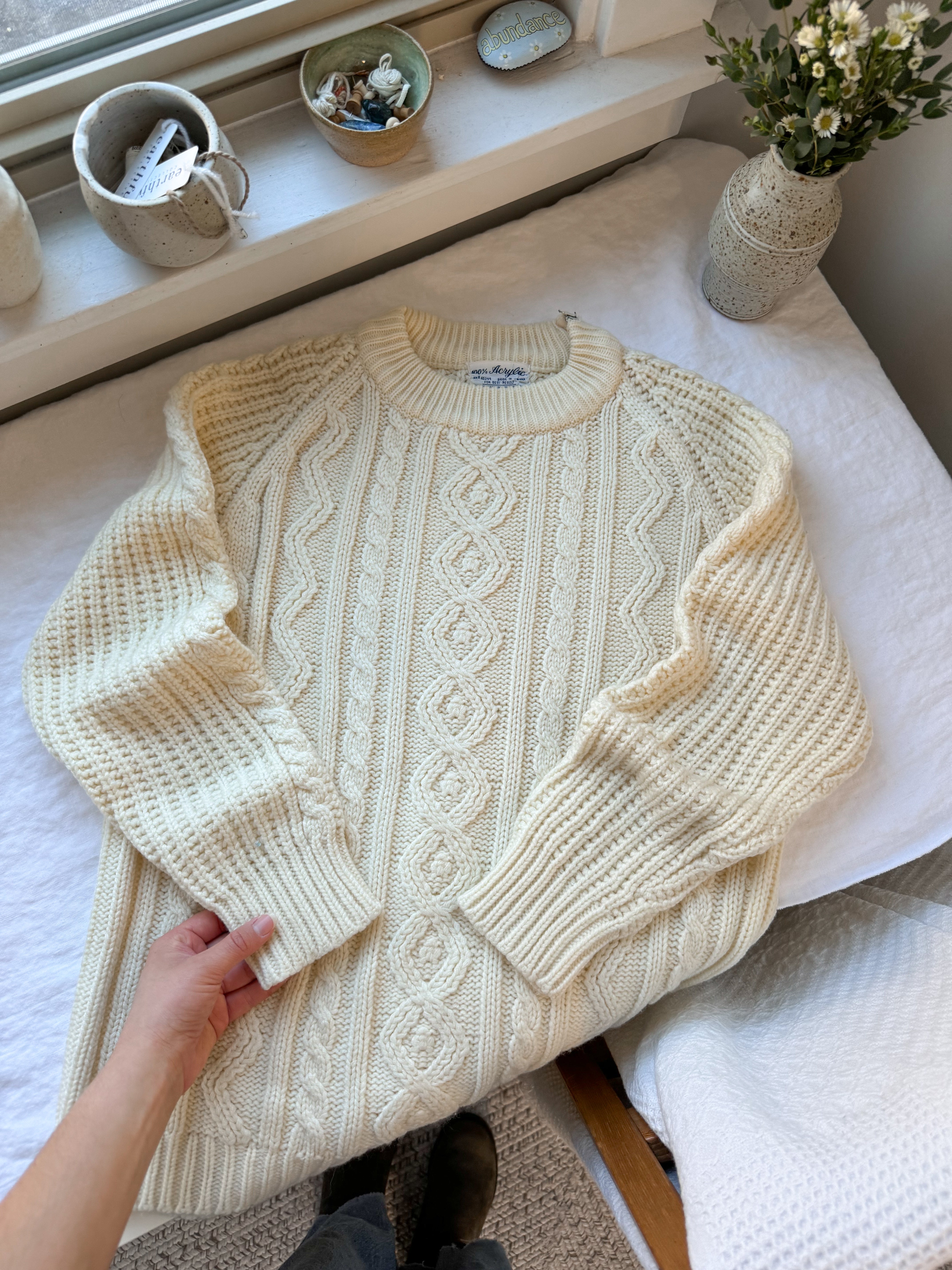 The Ivory Cable Knit Sweater (M)