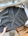 The Chevron Coffee Cardigan (2x)