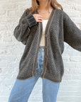 The Chevron Coffee Cardigan (2x)