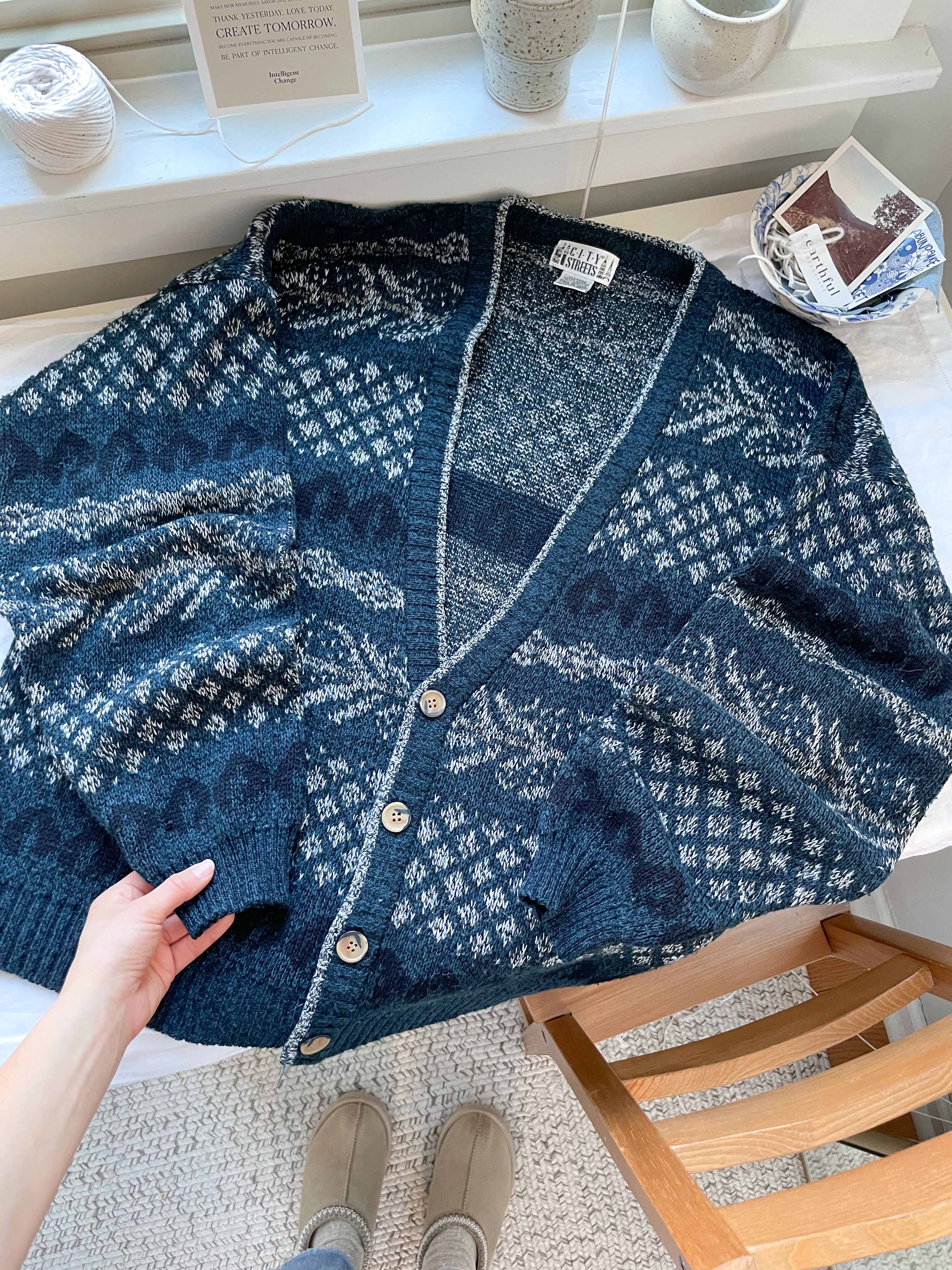 The Teal Pattern Cardigan (XL)