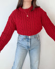 The Hand Knit Cranberry Sweater (XL)