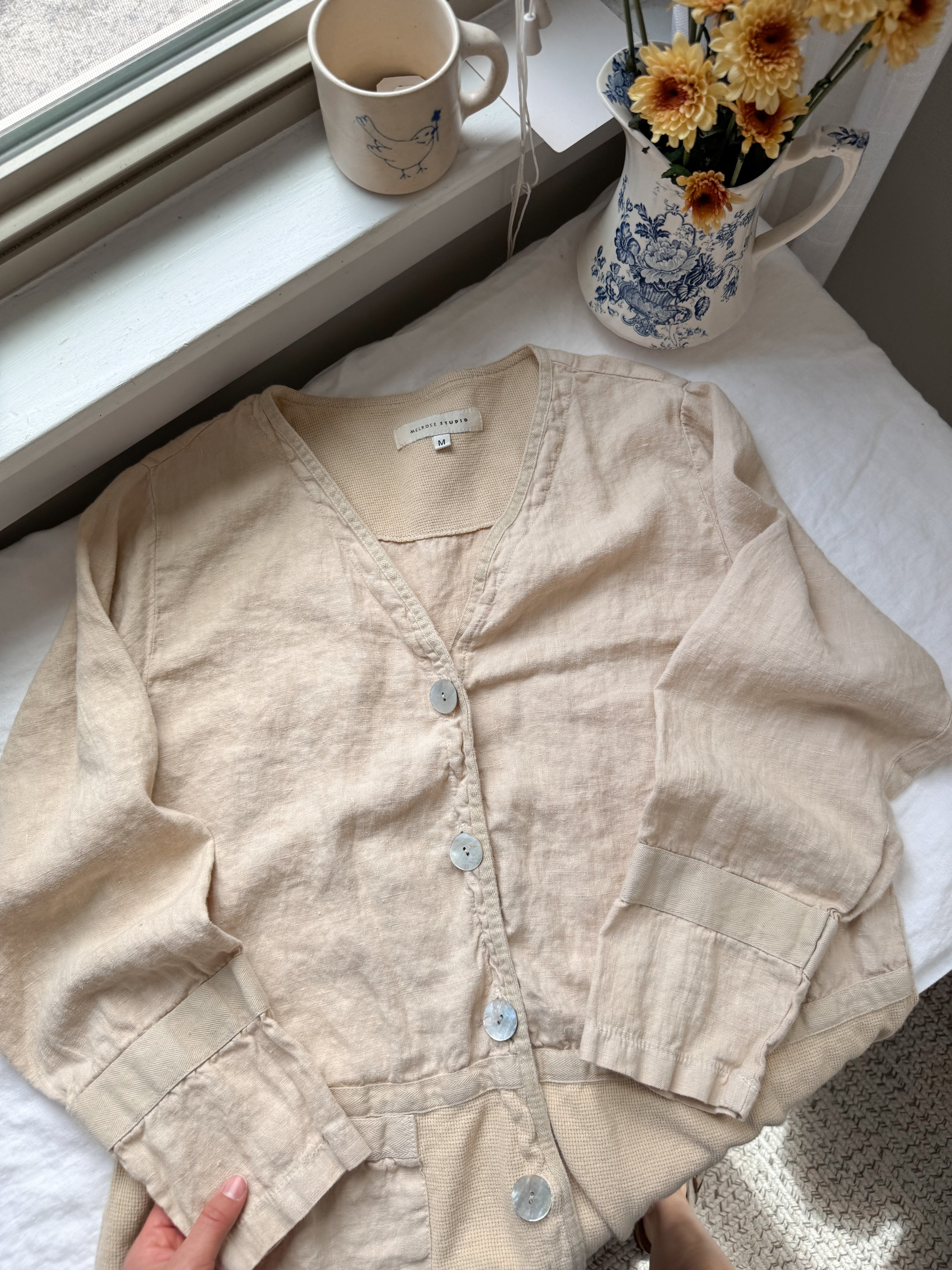 The Butter Yellow Linen Button Up (M)