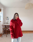 The Hand Knit Cranberry Sweater (XL)