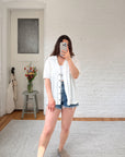 The Short Sleeve White Cardigan (L)