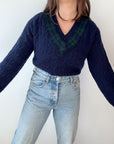 The Navy Polo V Neck Sweater (L)