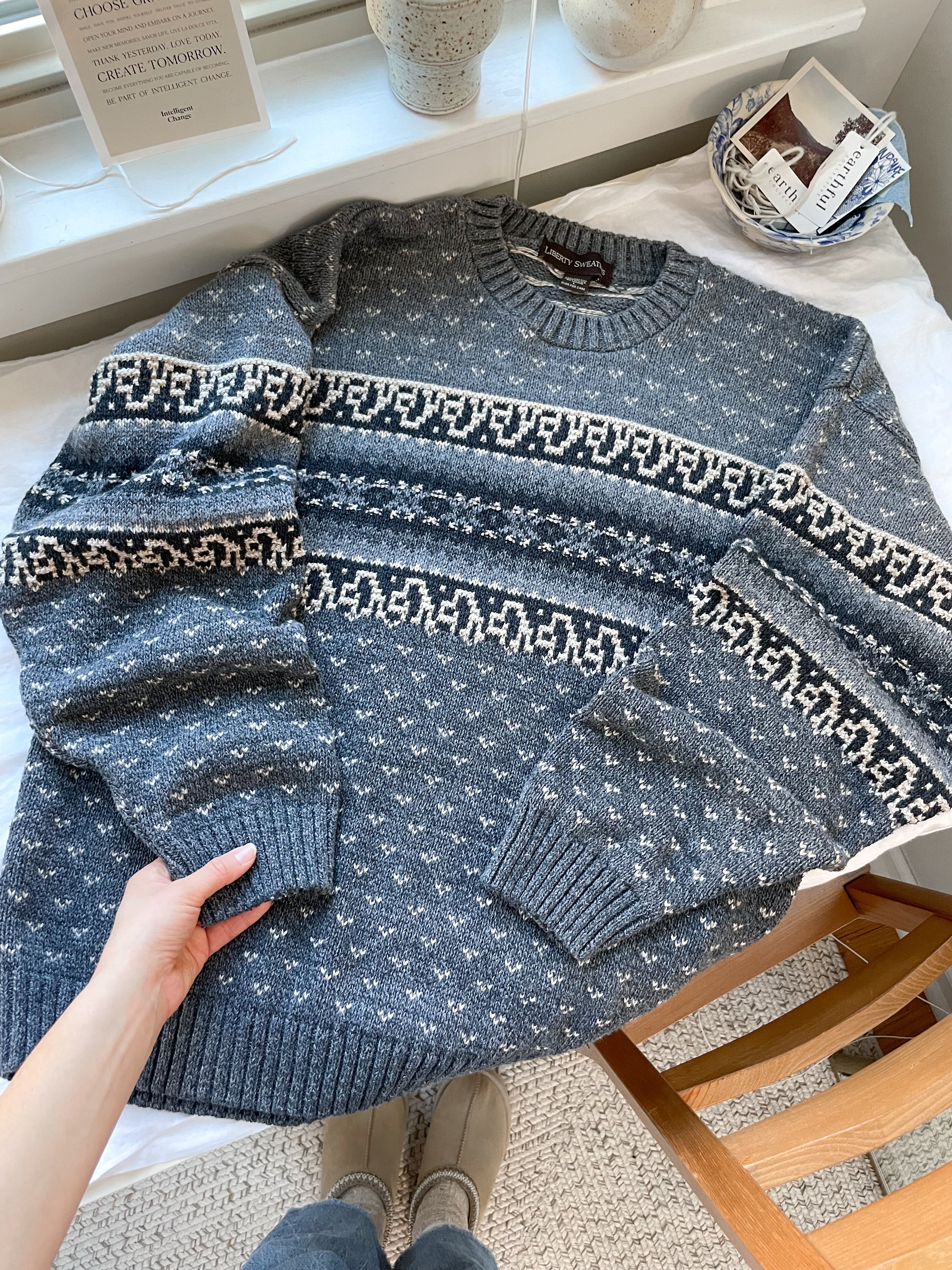 The Grey Toned Fair Isle Sweater (L)