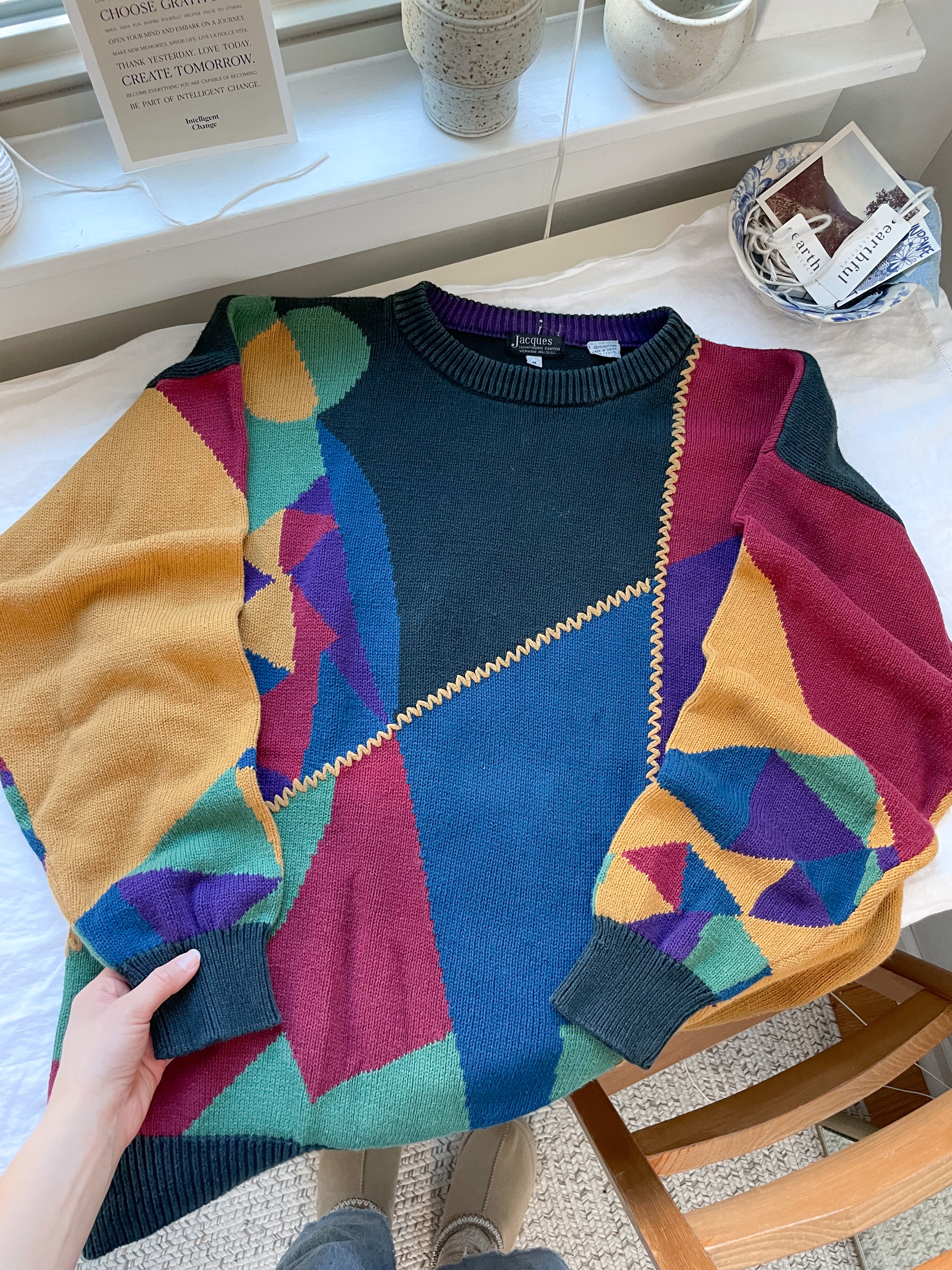 The Abstract Color Block Sweater (M)