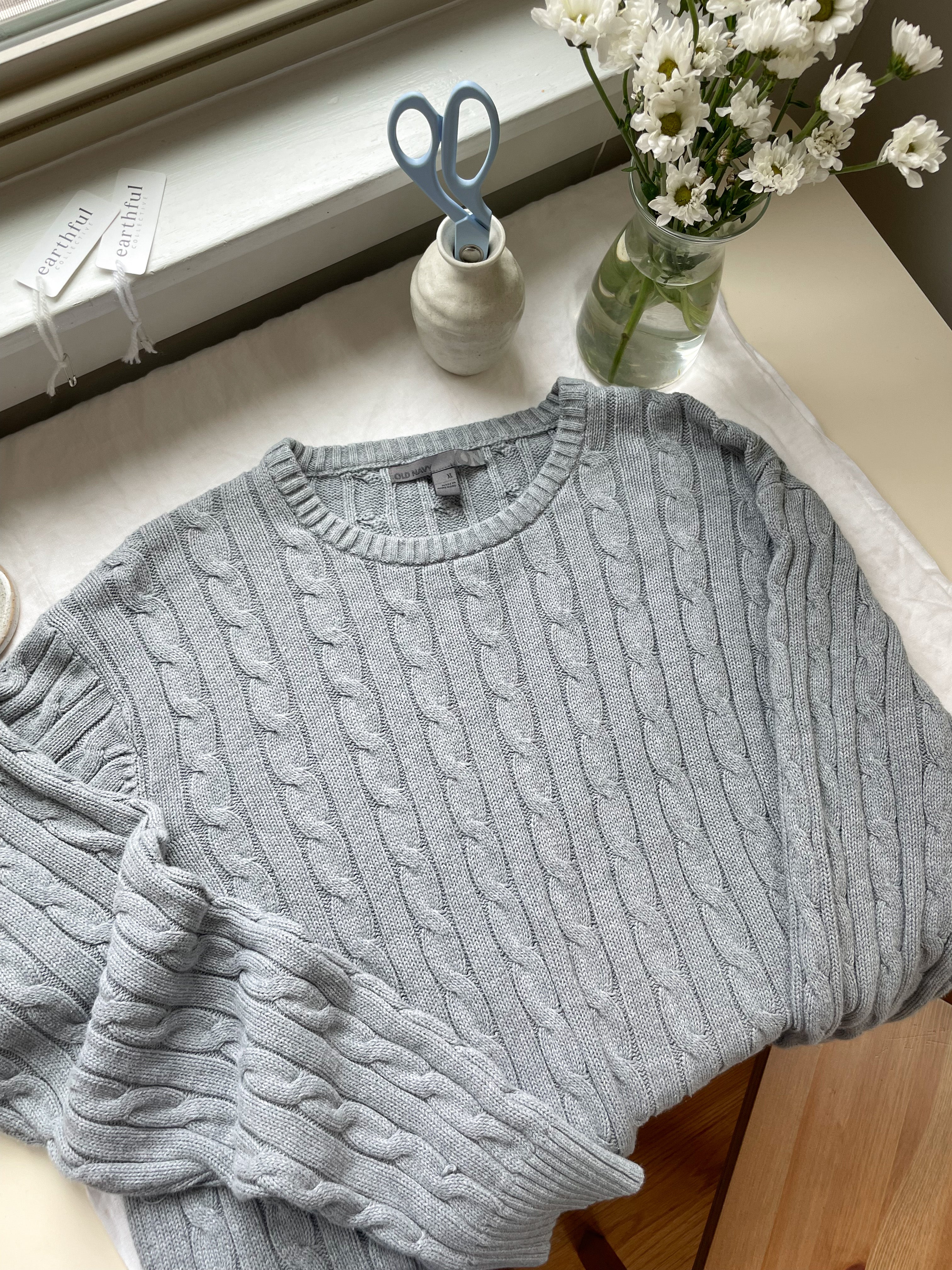 The Gray Cable Knit Sweater (XL)