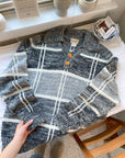 The Grey Plaid Henley Sweater (XL)