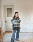 The Grey Plaid Henley Sweater (XL)