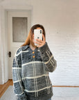 The Grey Plaid Henley Sweater (XL)