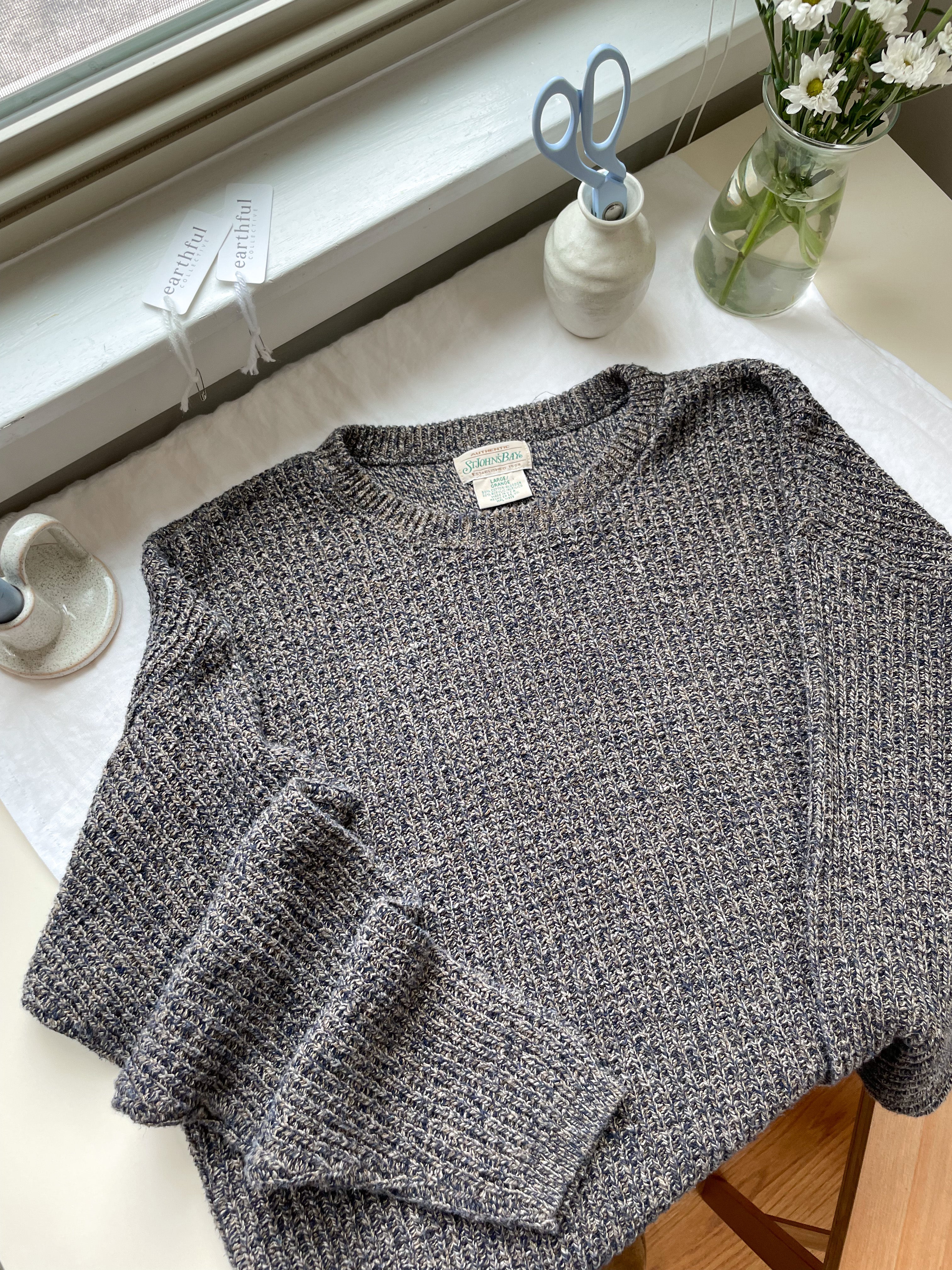 Speckled Navy &amp; Brown Sweater (L)