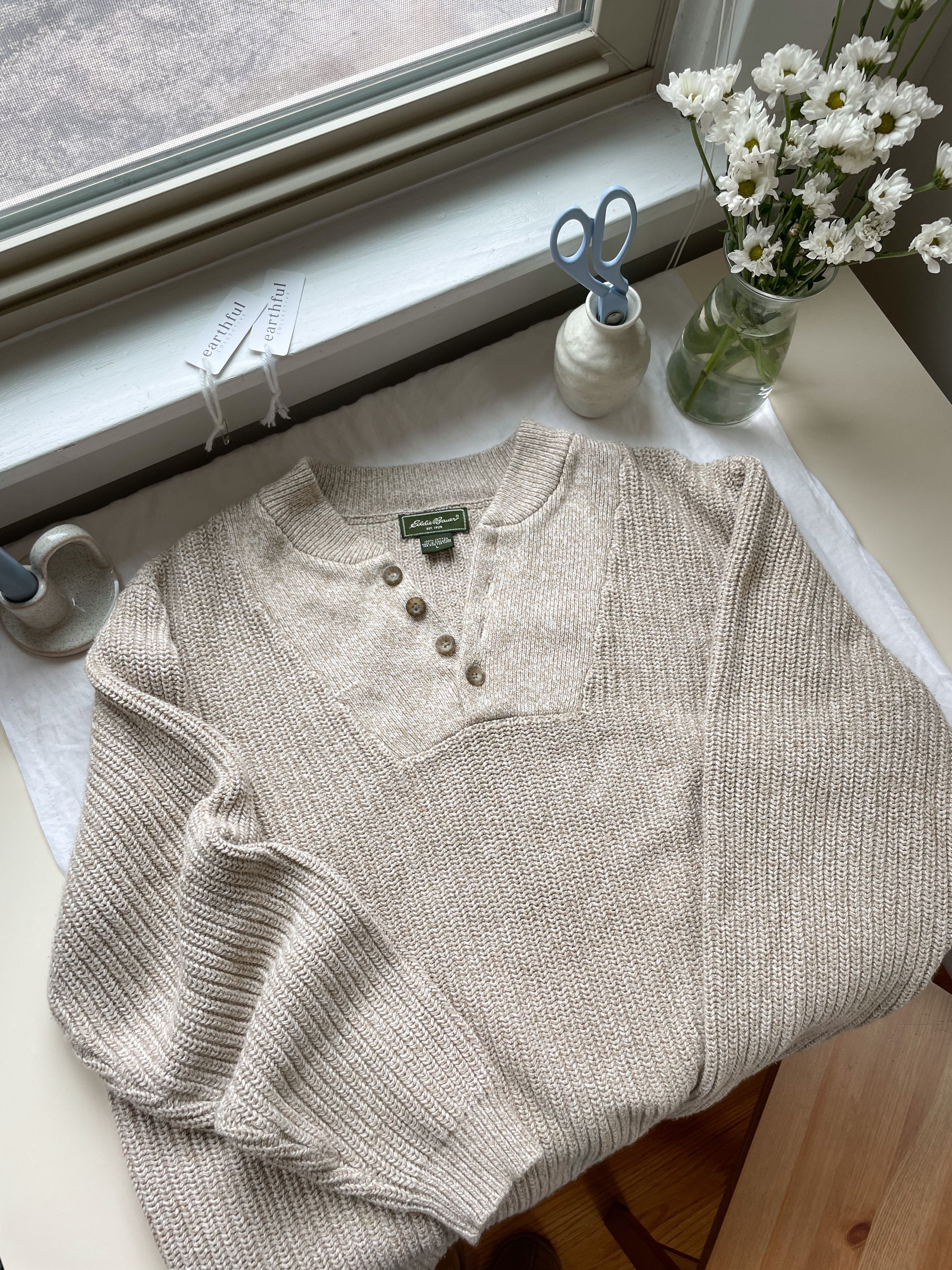 The Beige Henley Sweater (L)