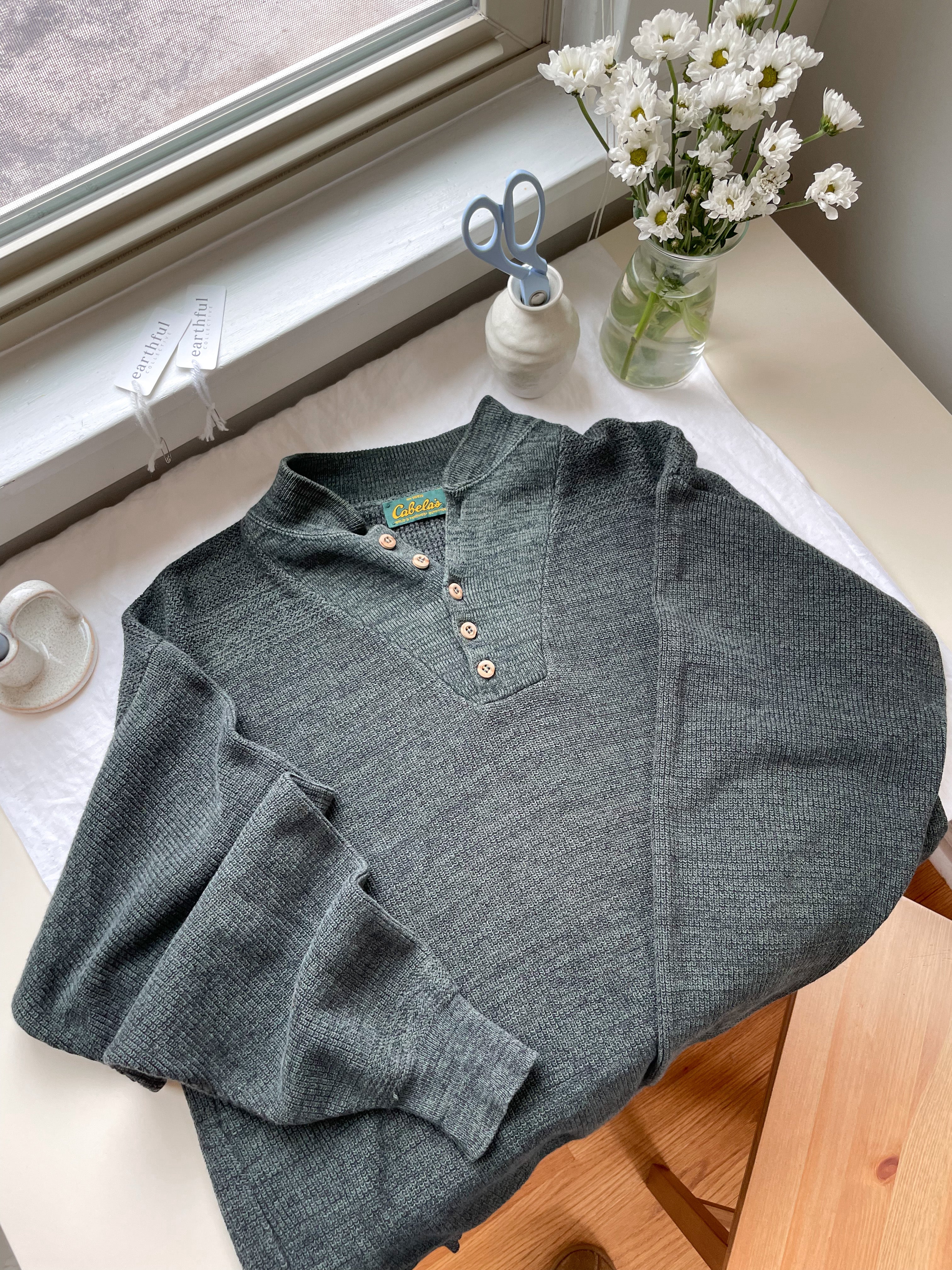 The Forest Green Henley Sweater (M)