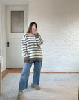 The Cream & Grey Striped Sweater (XXL)