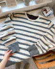 The Cream & Grey Striped Sweater (XXL)