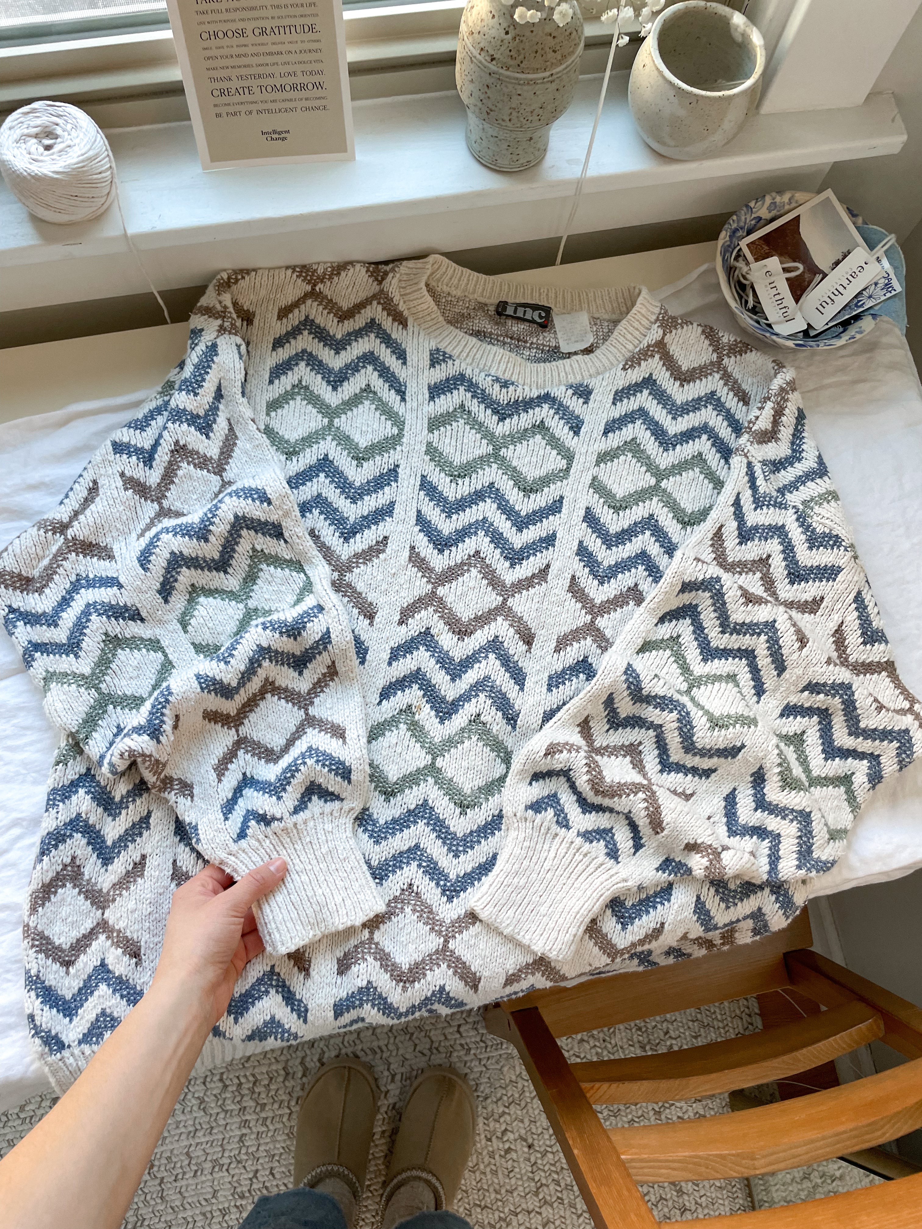 The Tri-Color Chevron Sweater (XL)