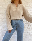 The Beige Henley Sweater (L)