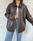 The Y2K Chocolate Leather Bomber Jacket (XXL)