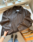 The Y2K Chocolate Leather Bomber Jacket (XXL)